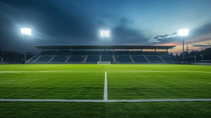 Soccer field prepared for athlete training